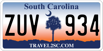 SC license plate ZUV934
