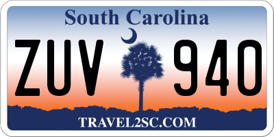 SC license plate ZUV940