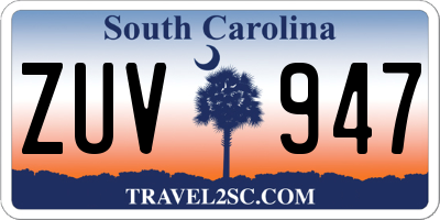 SC license plate ZUV947