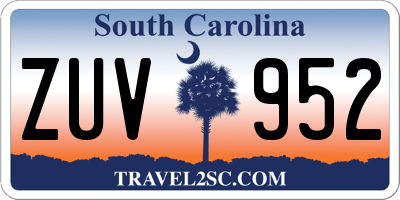 SC license plate ZUV952
