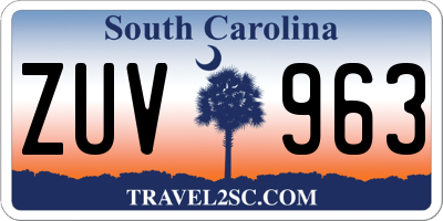 SC license plate ZUV963