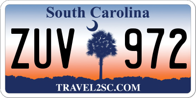 SC license plate ZUV972