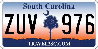 SC license plate ZUV976