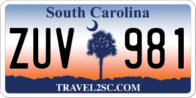 SC license plate ZUV981