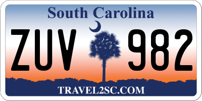 SC license plate ZUV982