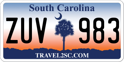 SC license plate ZUV983