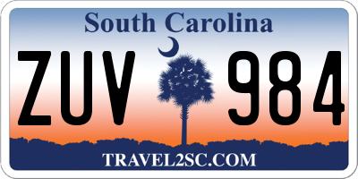 SC license plate ZUV984