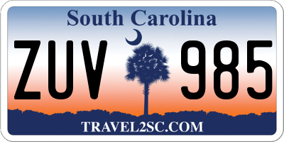 SC license plate ZUV985