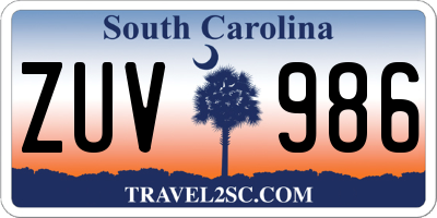 SC license plate ZUV986