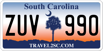 SC license plate ZUV990