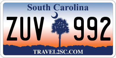 SC license plate ZUV992