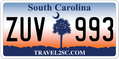 SC license plate ZUV993