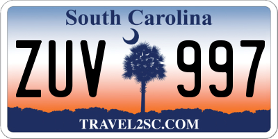 SC license plate ZUV997