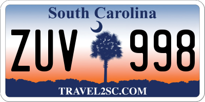 SC license plate ZUV998