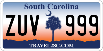 SC license plate ZUV999