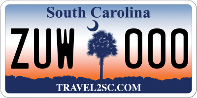 SC license plate ZUW000