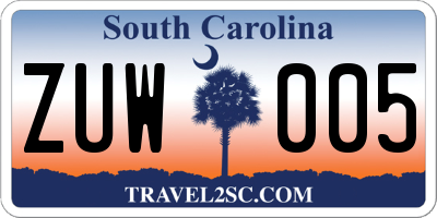 SC license plate ZUW005