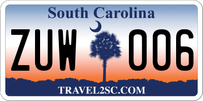 SC license plate ZUW006