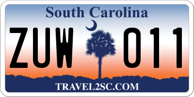 SC license plate ZUW011