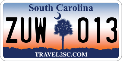 SC license plate ZUW013