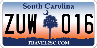 SC license plate ZUW016