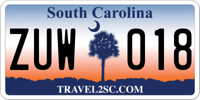 SC license plate ZUW018