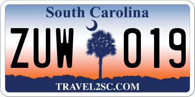 SC license plate ZUW019