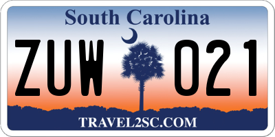 SC license plate ZUW021