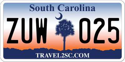 SC license plate ZUW025