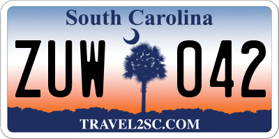 SC license plate ZUW042