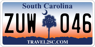 SC license plate ZUW046