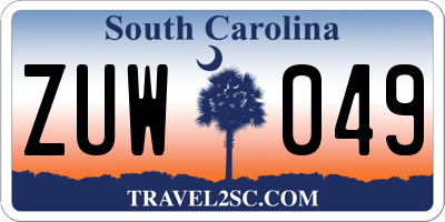 SC license plate ZUW049