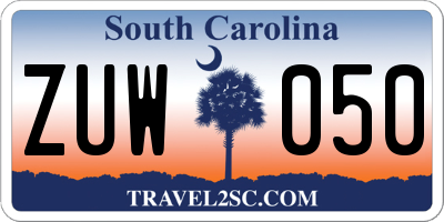SC license plate ZUW050