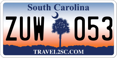 SC license plate ZUW053