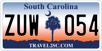 SC license plate ZUW054