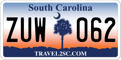 SC license plate ZUW062