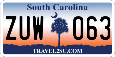 SC license plate ZUW063