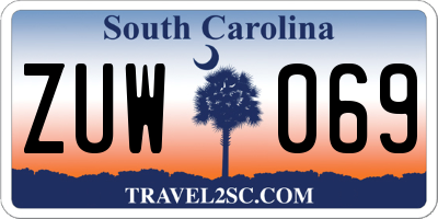 SC license plate ZUW069