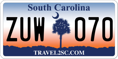 SC license plate ZUW070