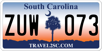 SC license plate ZUW073