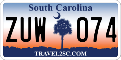 SC license plate ZUW074