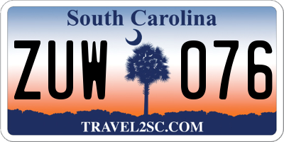 SC license plate ZUW076
