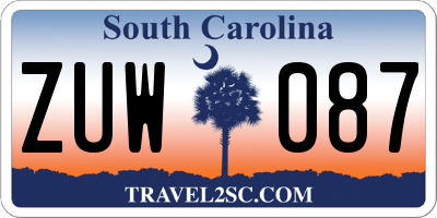 SC license plate ZUW087