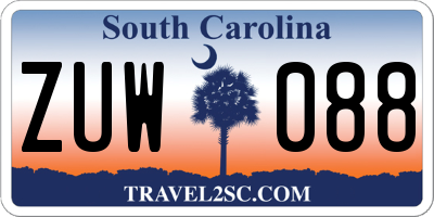 SC license plate ZUW088