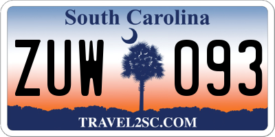 SC license plate ZUW093