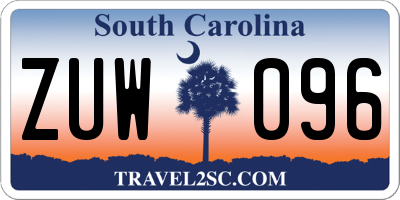 SC license plate ZUW096