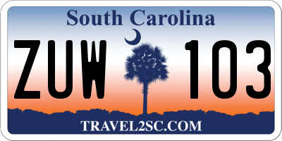 SC license plate ZUW103