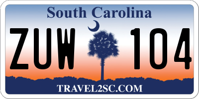 SC license plate ZUW104