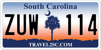 SC license plate ZUW114