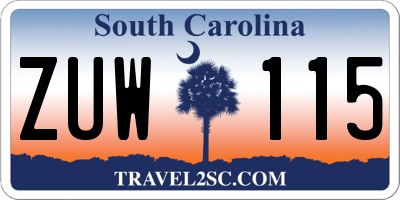 SC license plate ZUW115